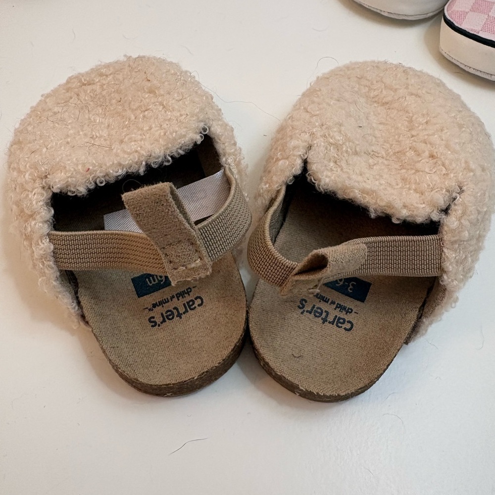 Carter's Tan Fuzzy Kids Slippers